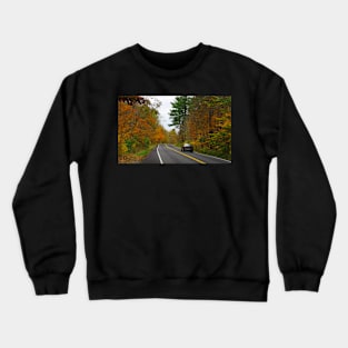 Autumn road trees with colored  foliage Crewneck Sweatshirt